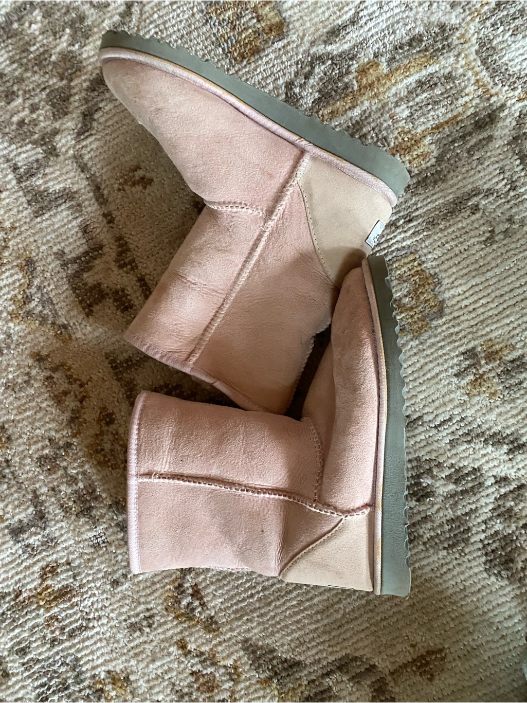 Ugg Pink Short Shearling Boots Rare 7